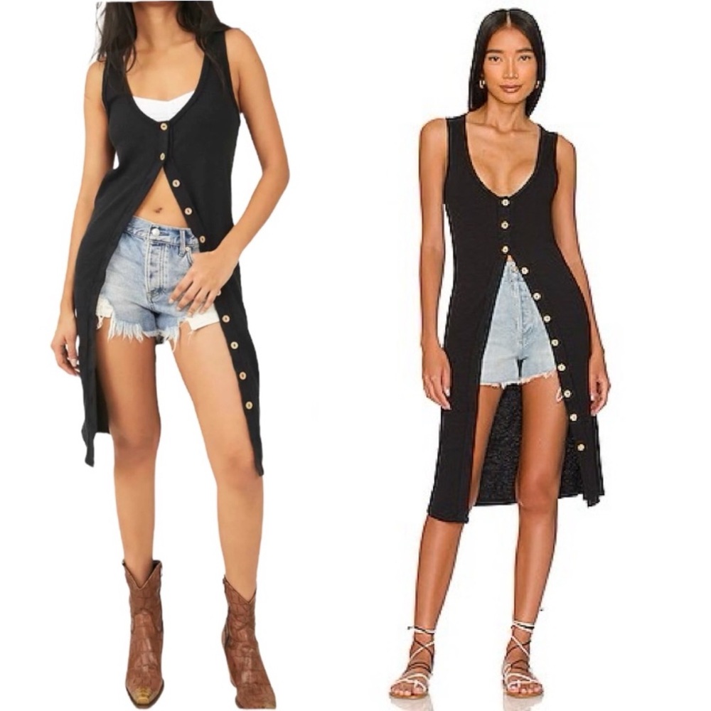 Free People Gia Long Vest, Dress In Black Size‎ XSmall